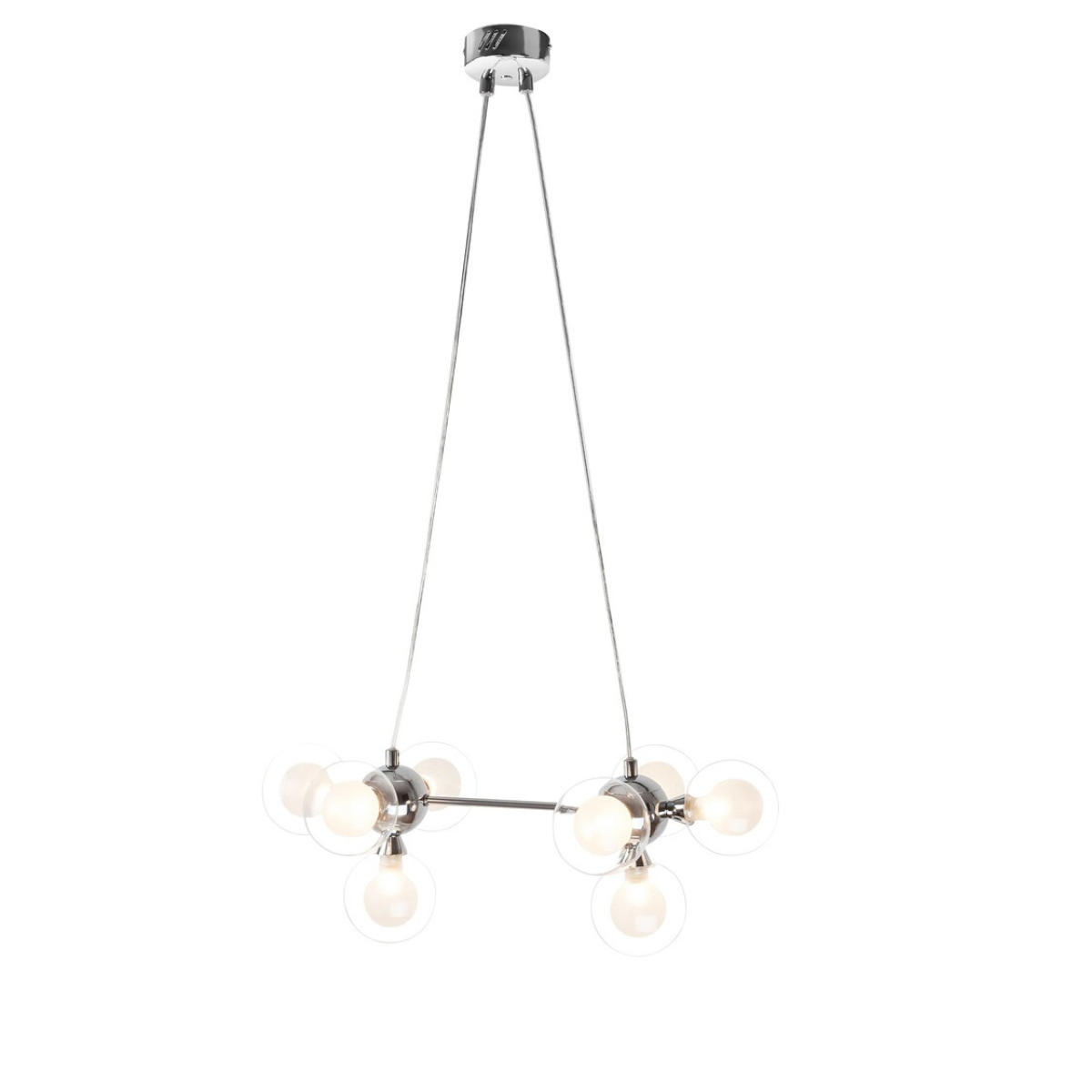 Briella – елегантен пендел с 8 светлини, хром и бяло стъкло, 8xG9, модерен стил