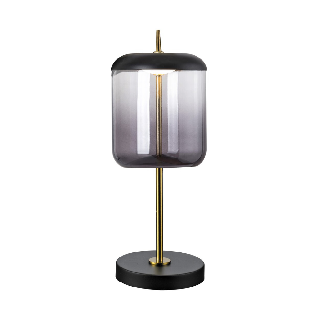Delice – модерна LED настолна лампа, черен метал и димирано стъкло, 6W, 4000K