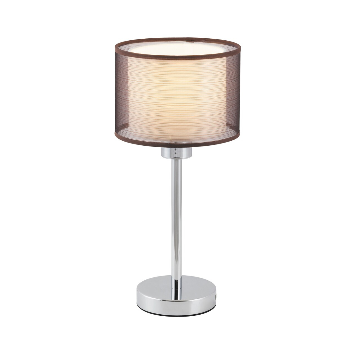 Нощна лампа Anastasia RABALUX – 1xE27, хром и кафяв текстил, класически стил