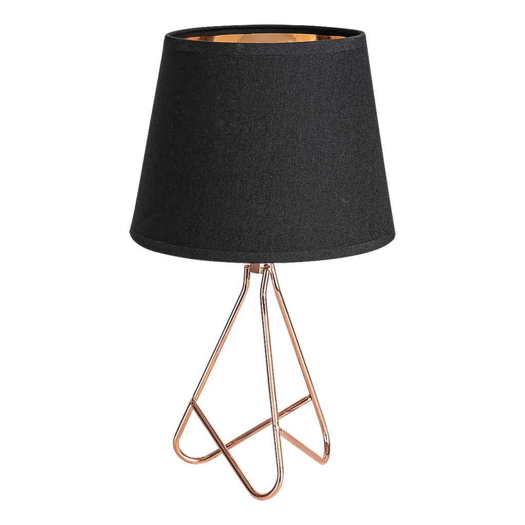 Нощна лампа Blanka RABALUX – 1xE14, розово злато и черен текстил, индустриален стил