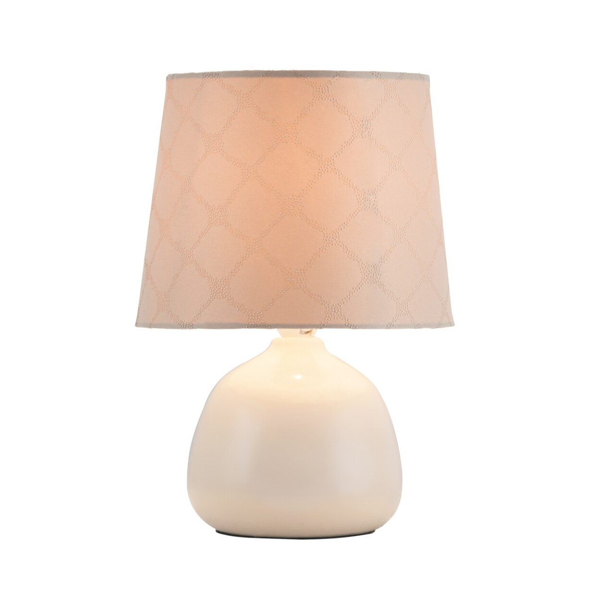 Нощна лампа Ellie RABALUX – керамична основа и бежов текстилен абажур, стандартен стил