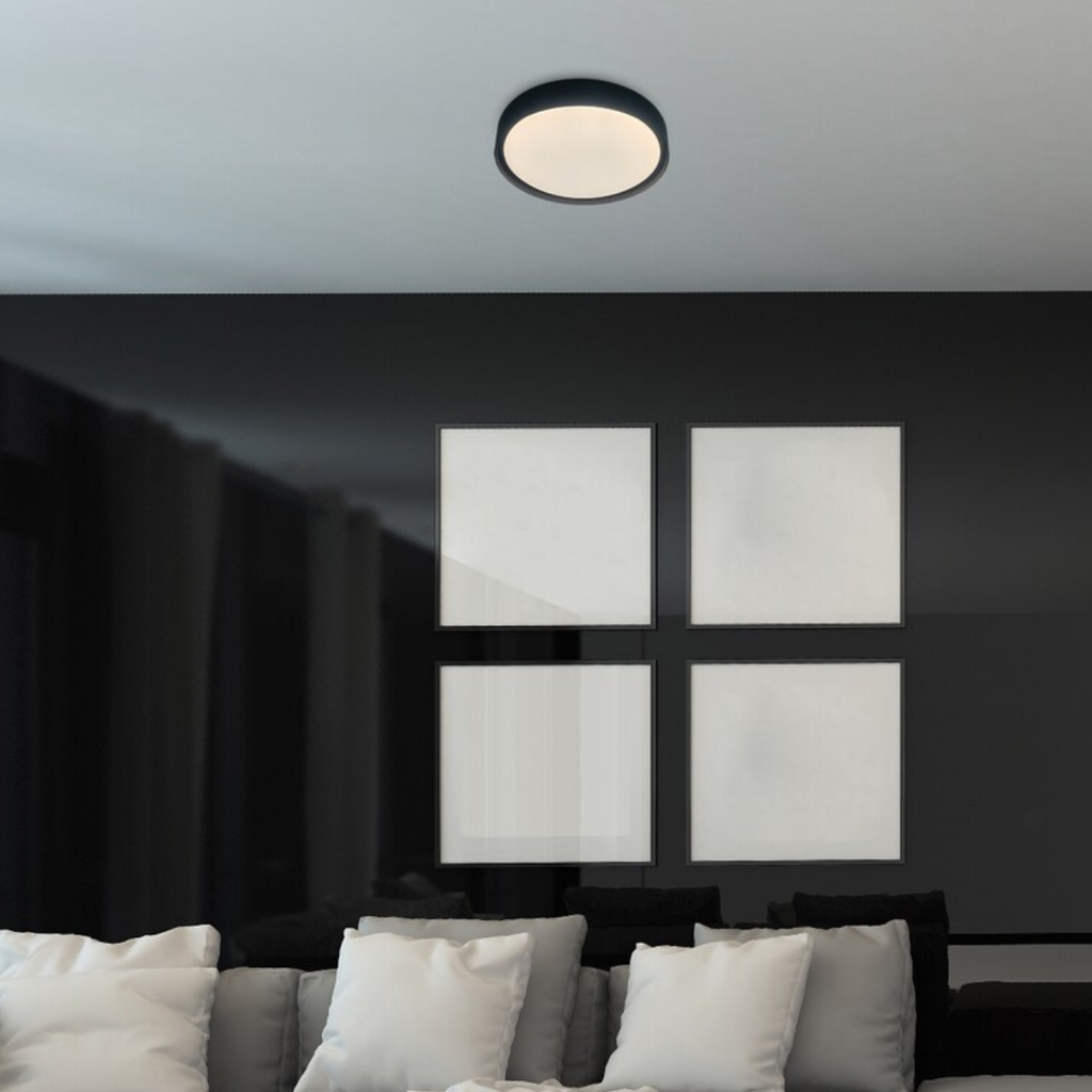 Achilles – смарт LED плафон 40W, черен метал, димируем с дистанционно и приложение, RGB, 2700–6500K