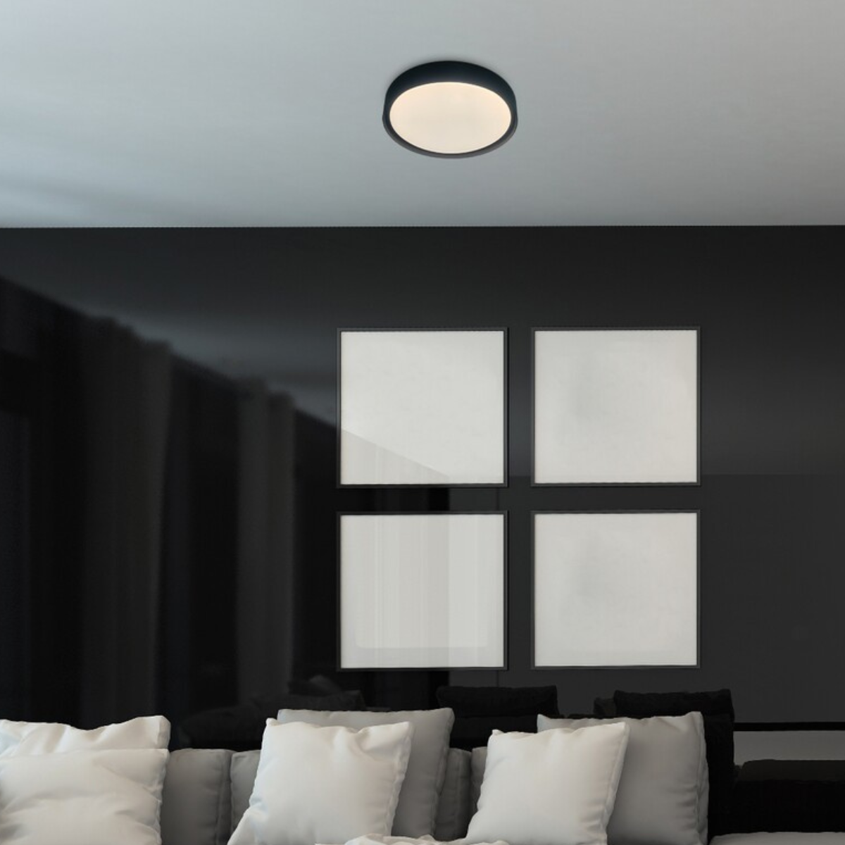 Achilles – смарт LED плафон 40W, черен метал, димируем с дистанционно и приложение, RGB, 2700–6500K