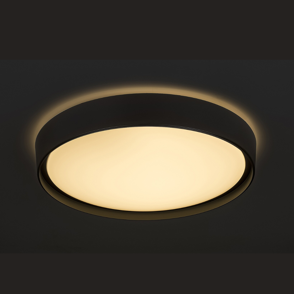 Achilles – смарт LED плафон 40W, черен метал, димируем с дистанционно и приложение, RGB, 2700–6500K