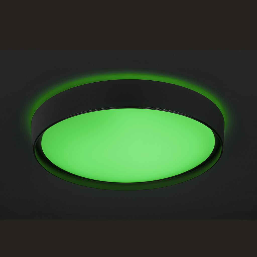 Achilles – смарт LED плафон 40W, черен метал, димируем с дистанционно и приложение, RGB, 2700–6500K