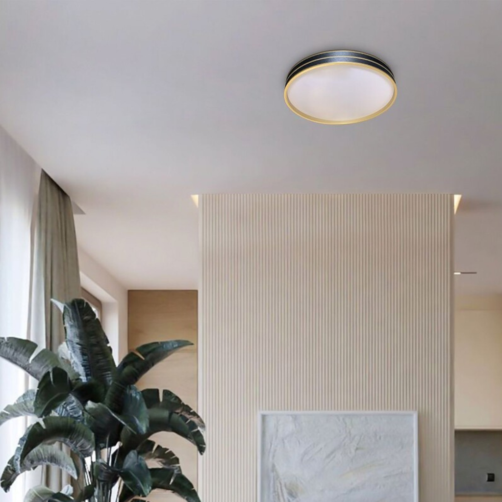 Gandor – модерен LED плафон с дистанционно управление, регулируема светлина, 24W, черен