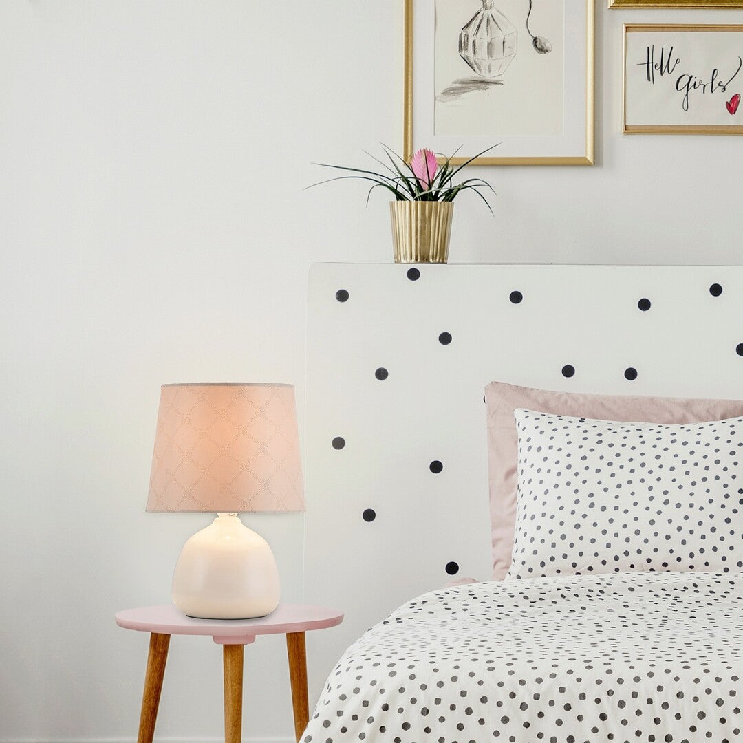 Ellie RABALUX night lamp – ceramic base and beige textile lampshade, standard style