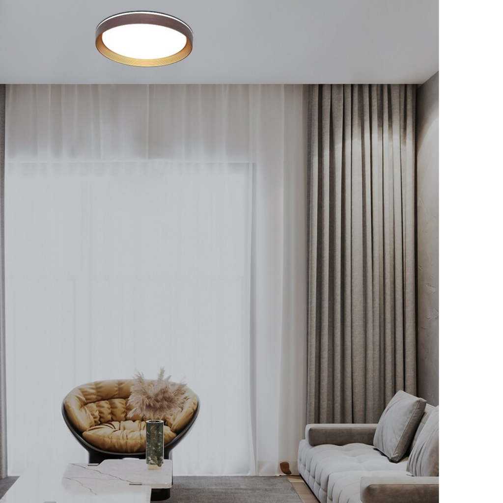 Ladan – модерен LED плафон с дистанционно управление, регулируема светлина, 48W, кафяв/златен