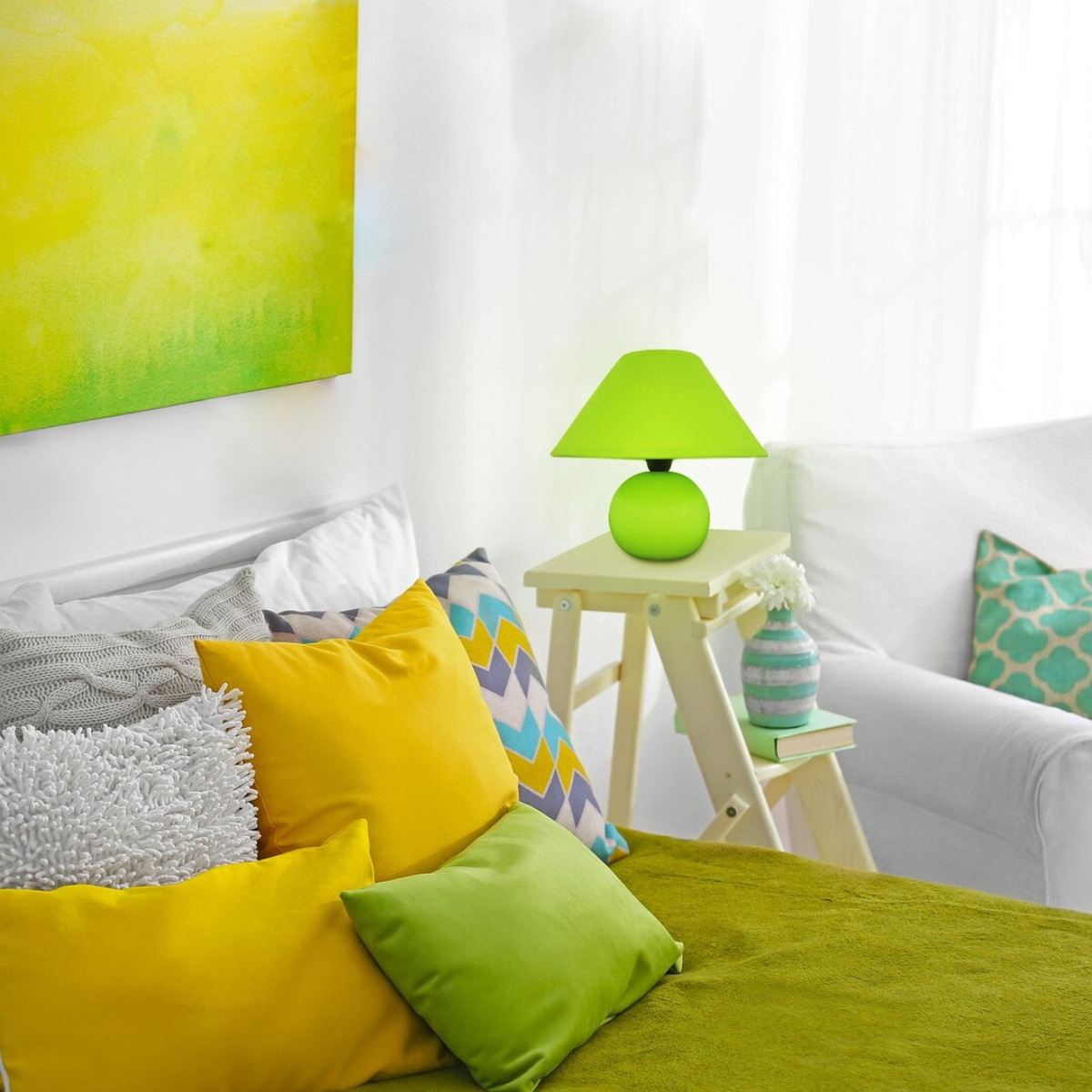 Ariel – нощна лампа от керамика и текстил, 1xE14, зелена, модерен стил