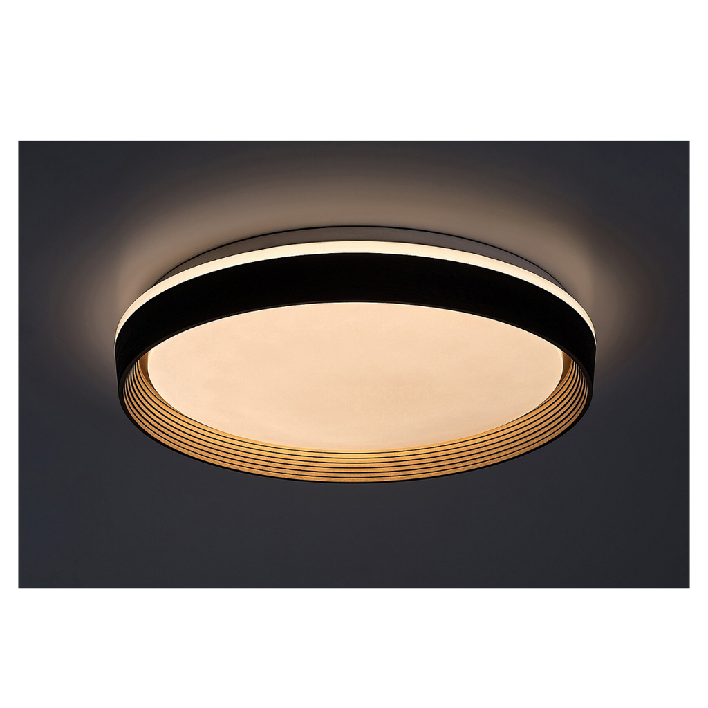 Ladan – модерен LED плафон с дистанционно управление, регулируема светлина, 48W, кафяв/златен