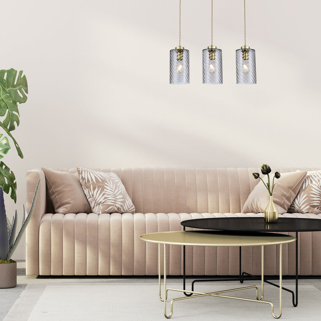Shelia RABALUX – Modern hanging chandelier, gold, smoked glass, 3xE27