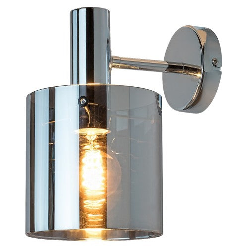 Аплик DONATI 5248 – хром с опушено стъкло, модерна стенна лампа E27 | Rabalux