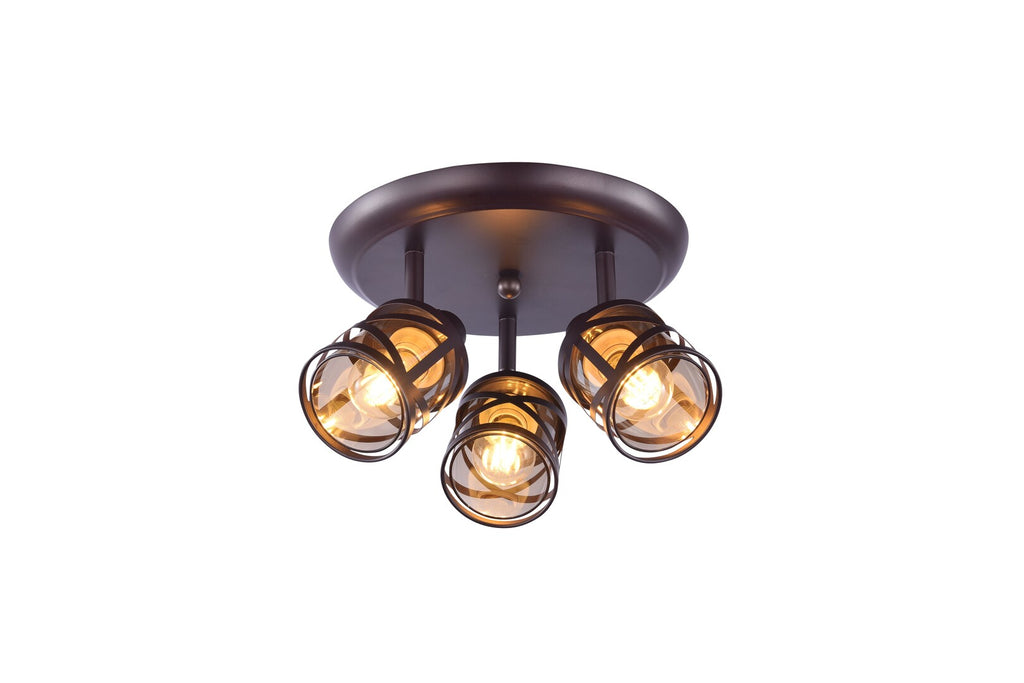 Industrial spot lighting Oberon RABALUX – 3xE14, brown metal and amber glass