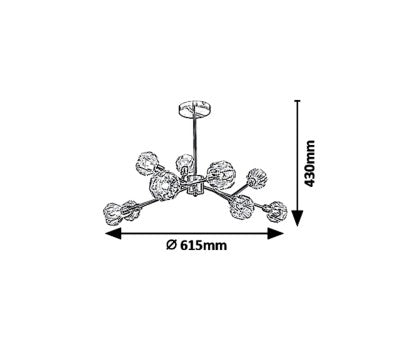 Полилей KASSIA 5395 – златист с 9 стъклени чашки, класически дизайн