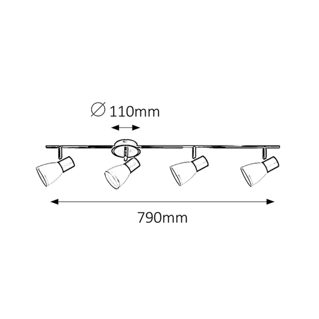 Спот Ati RABALUX – черен таванен спот с 4 стъклени абажура