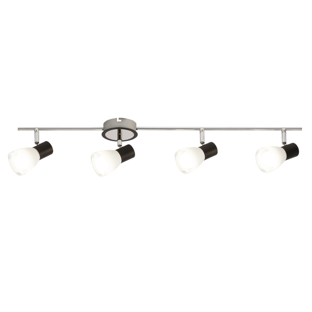 Спот Ati RABALUX – черен таванен спот с 4 стъклени абажура