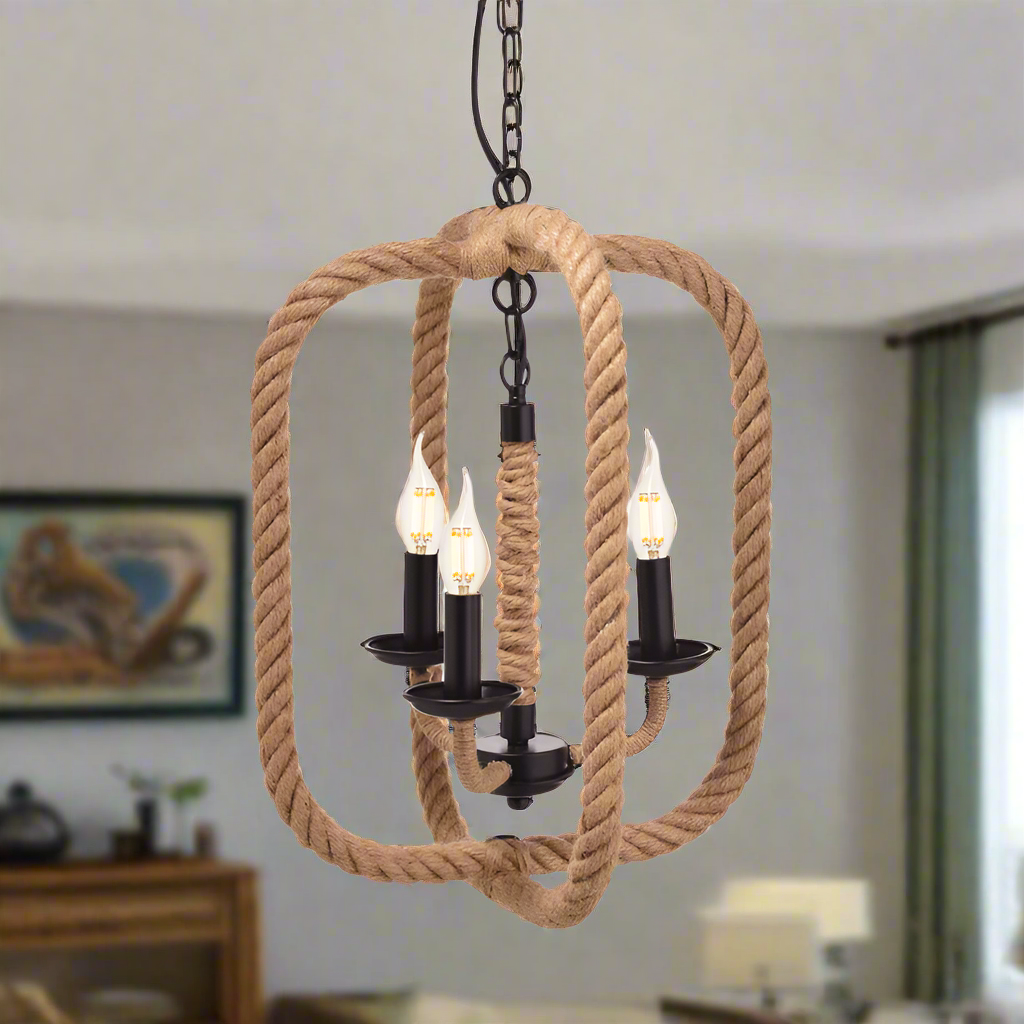 Винтидж Пендел Rope Square - 3 - AVA Lighting