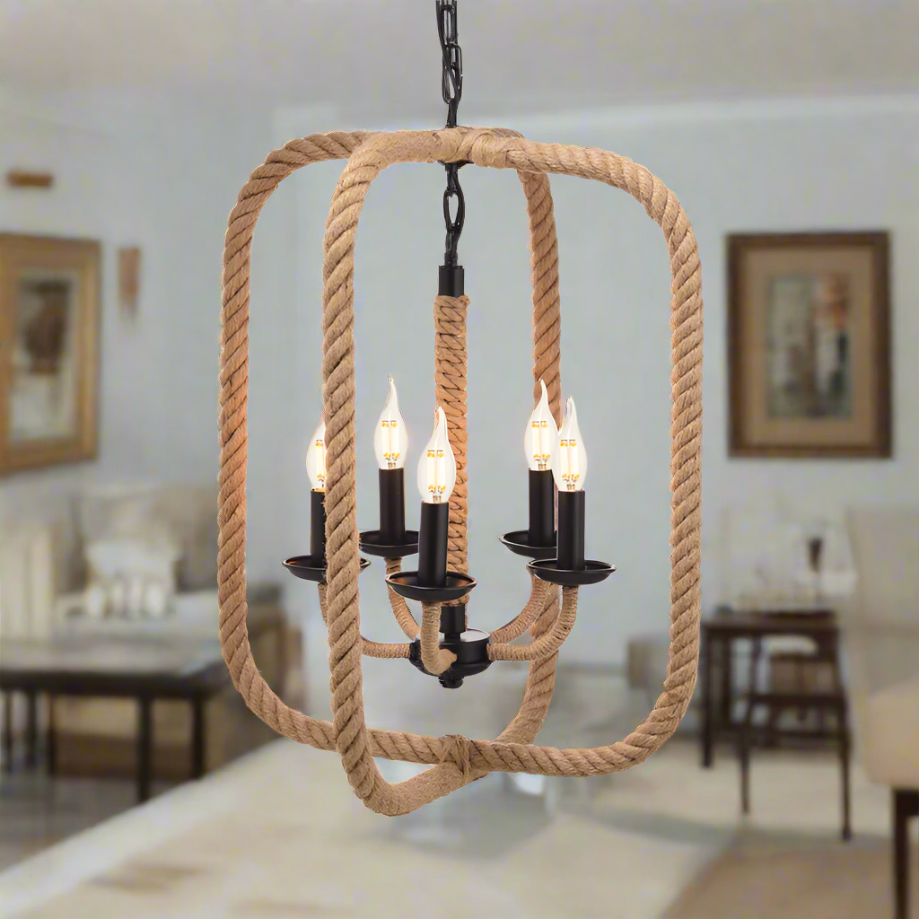 Винтидж Пендел Rope Square - 5 - AVA Lighting