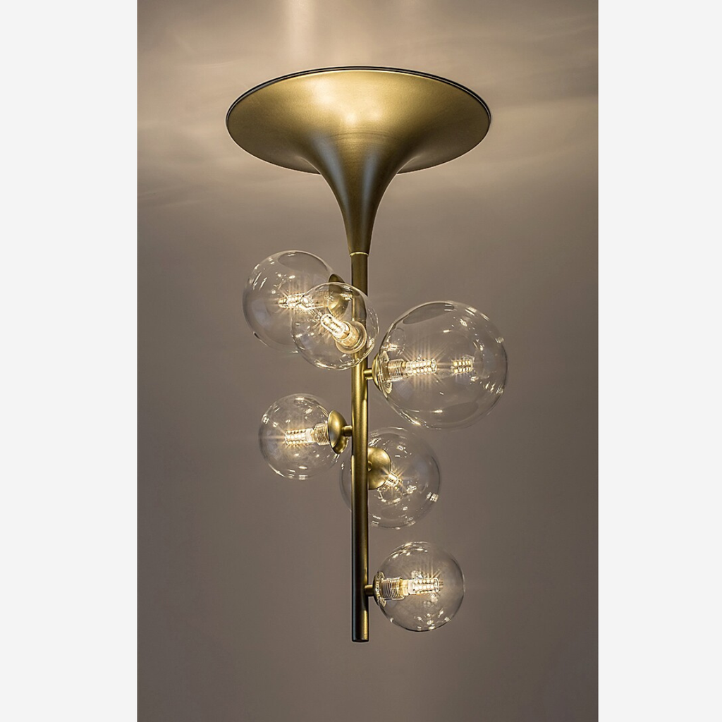 Aslov – Плафон RABALUX, златен с 6 стъклени абажура, G9