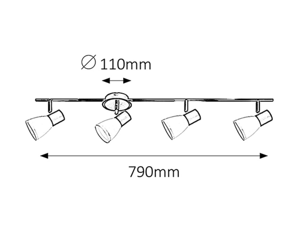 Ati RABALUX spotlight – black ceiling spotlight with 4 glass lampshades