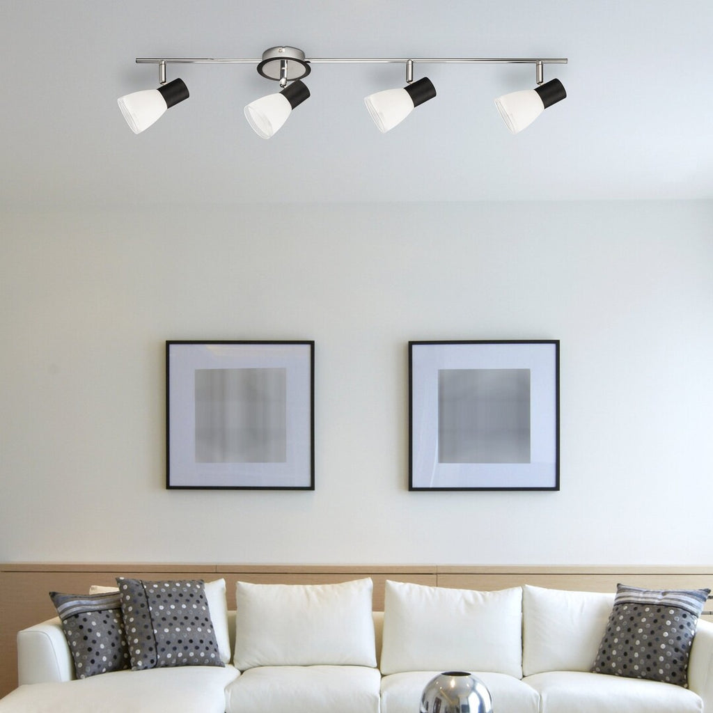 Ati RABALUX spotlight – black ceiling spotlight with 4 glass lampshades
