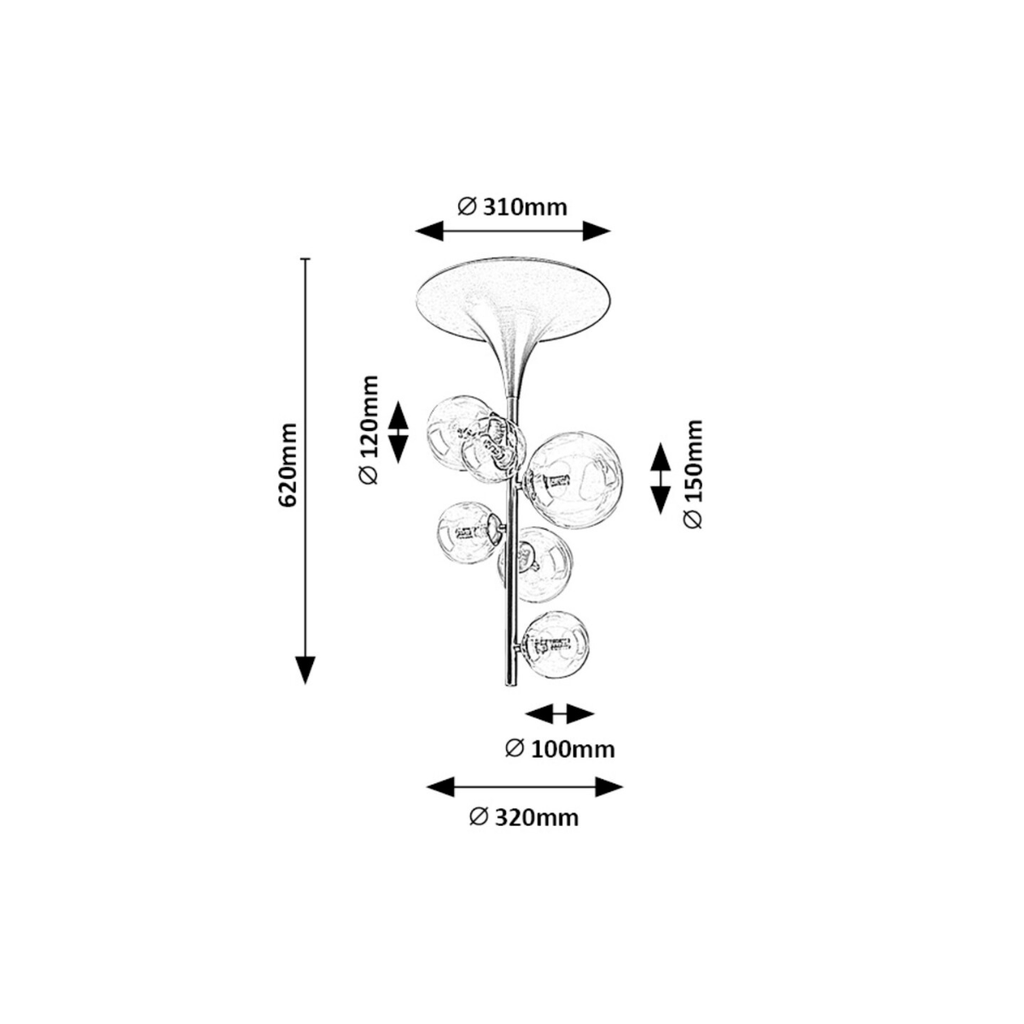 Aslov – Плафон RABALUX, златен с 6 стъклени абажура, G9