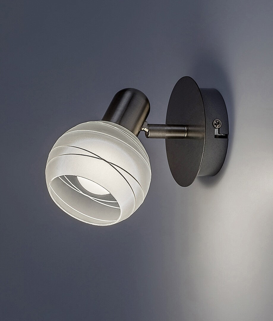 Aurel RABALUX spotlight – modern wall spotlight with chrome base and glass shade