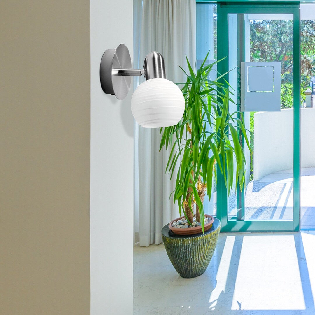 Aurel RABALUX spotlight – modern wall spotlight with chrome base and glass shade