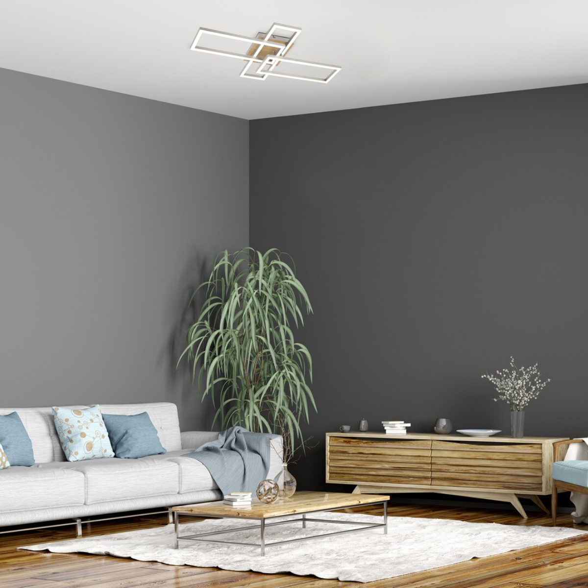 Ashton – LED таванна лампа, атинен хром, 24W, модерна серия