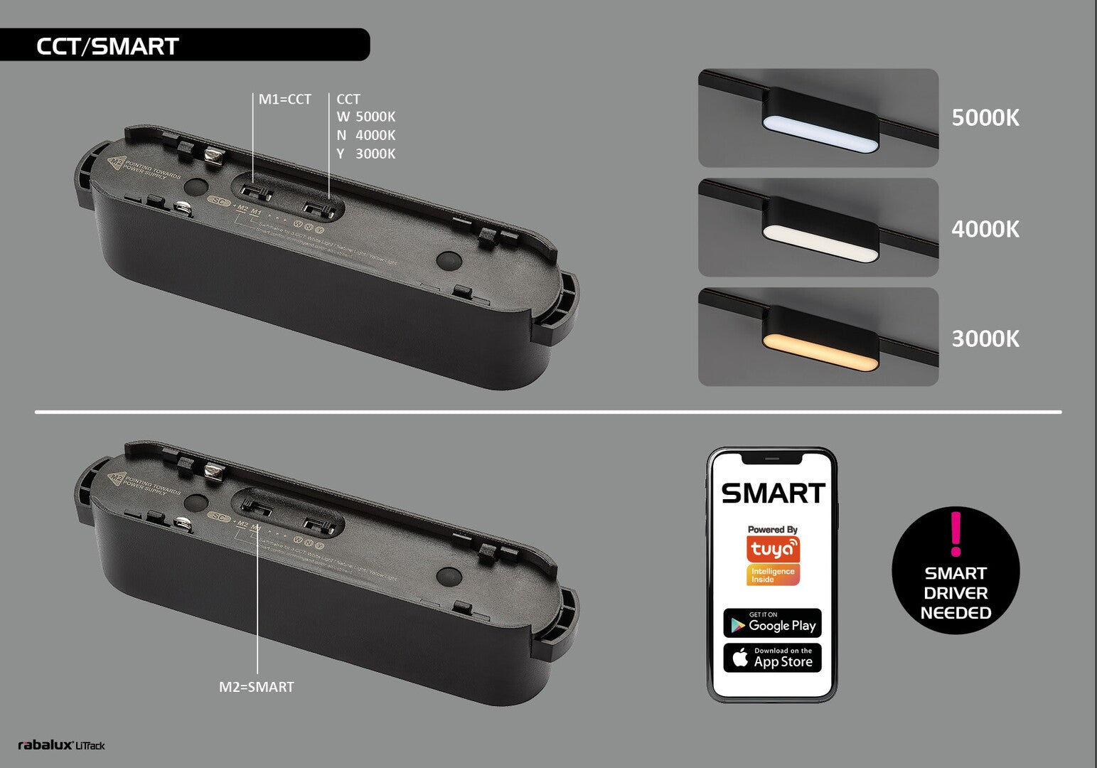 LiTrack Spot06V RABALUX – adjustable track spot 9W, with dimming and Wi-Fi
