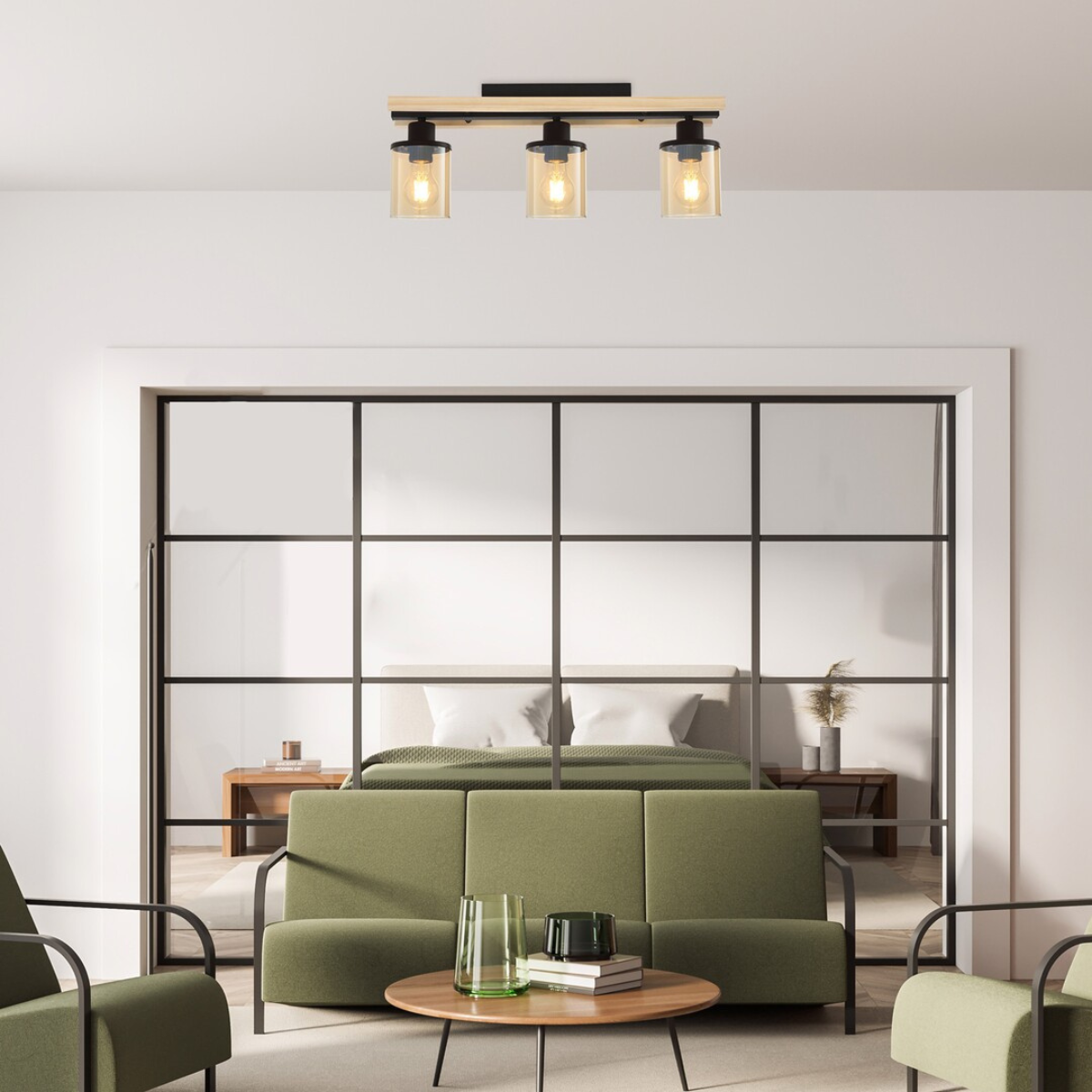 Niylah – Modern ceiling lamp RABALUX with amber glass lampshades