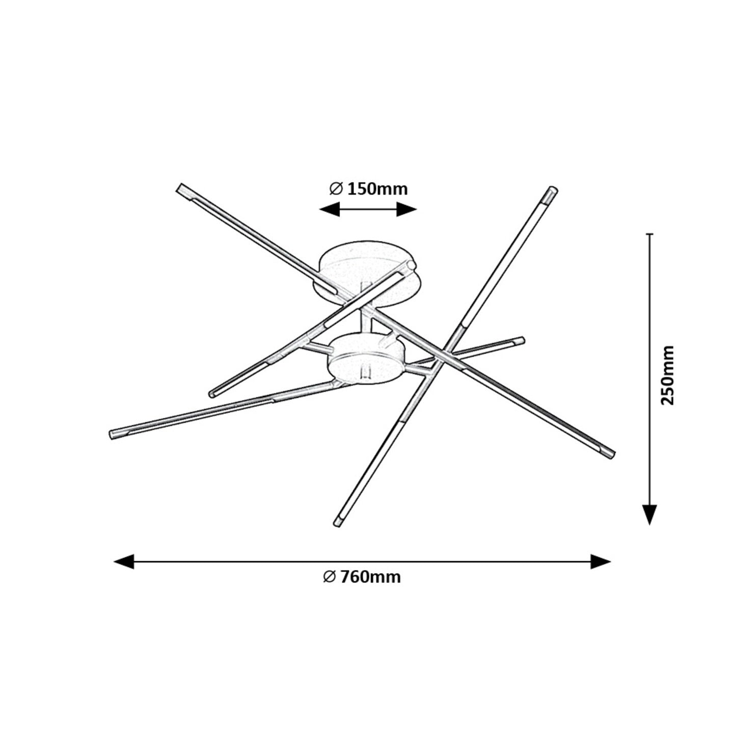 Henli – Modern LED ceiling lamp RABALUX, 30W, 3000K, Ø76 cm, black