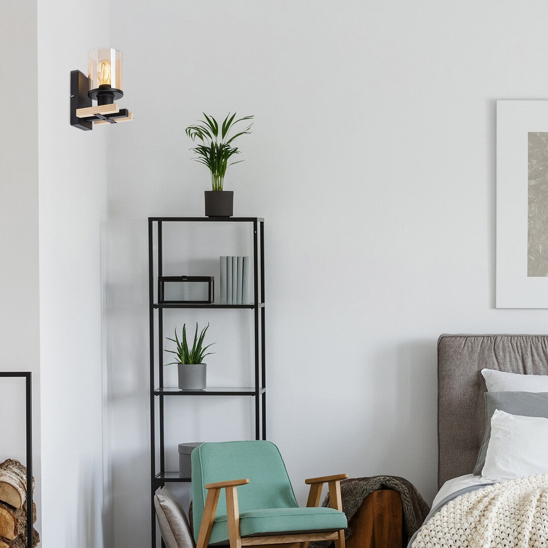 Niylah – Modern wall lamp RABALUX with amber glass shade