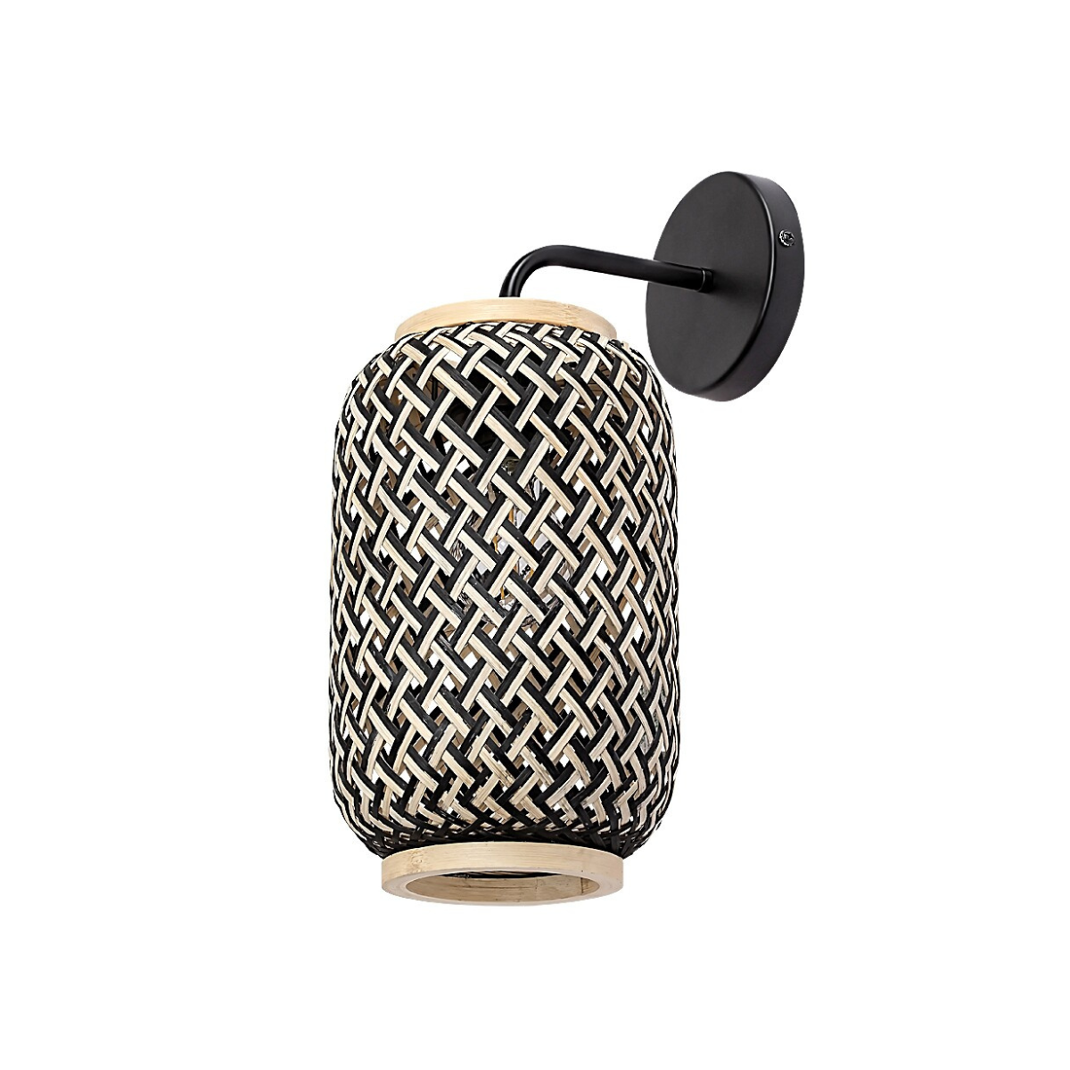 Adalla – стенен аплик, ратан и метал, 1xE27, мат черен, скандинавски стил