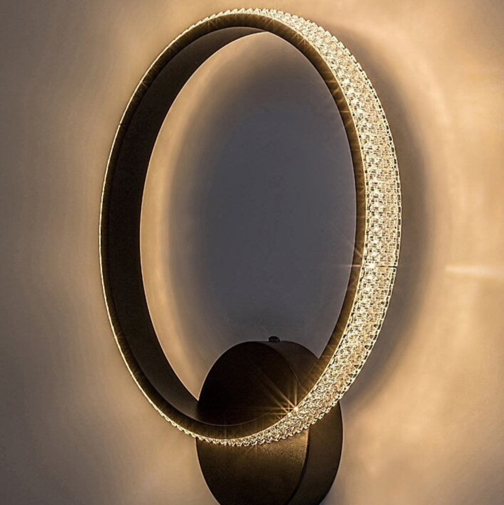 Grete – wall lamp, Ø30 cm, black, acrylic, modern style