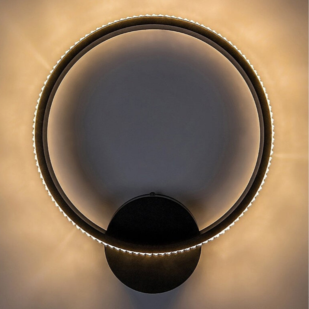 Grete – wall lamp, Ø30 cm, black, acrylic, modern style