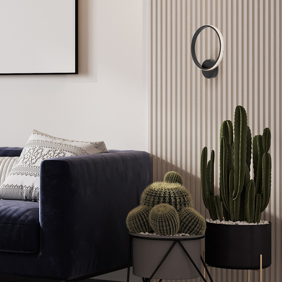 Grete – wall lamp, Ø30 cm, black, acrylic, modern style
