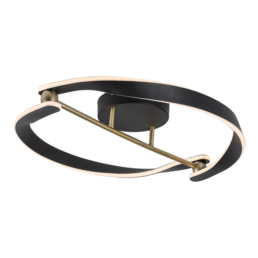 Adalind – LED таванна лампа, черен и златен, Ø60 см, модерна серия