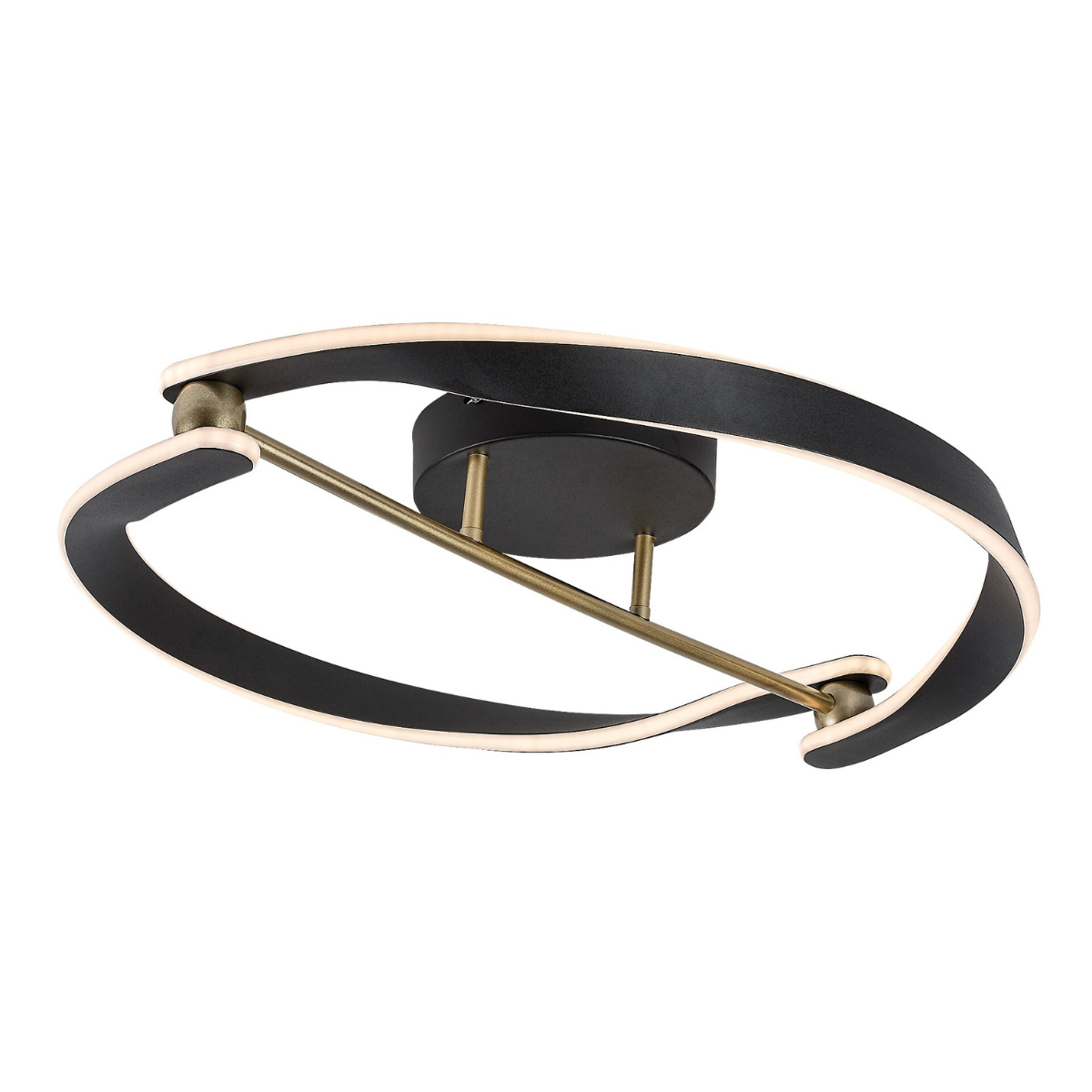 Adalind – LED таванна лампа, черен и златен, Ø60 см, модерна серия