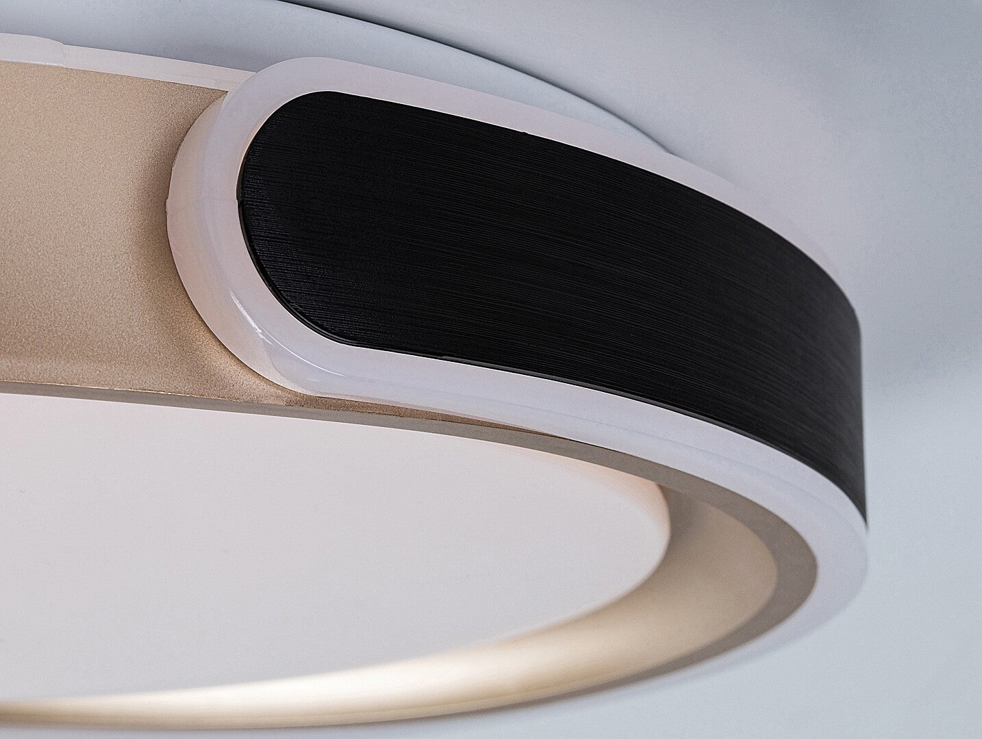 Jindri – таванен LED плафон RABALUX, 48W, черно-златен, с дистанционно