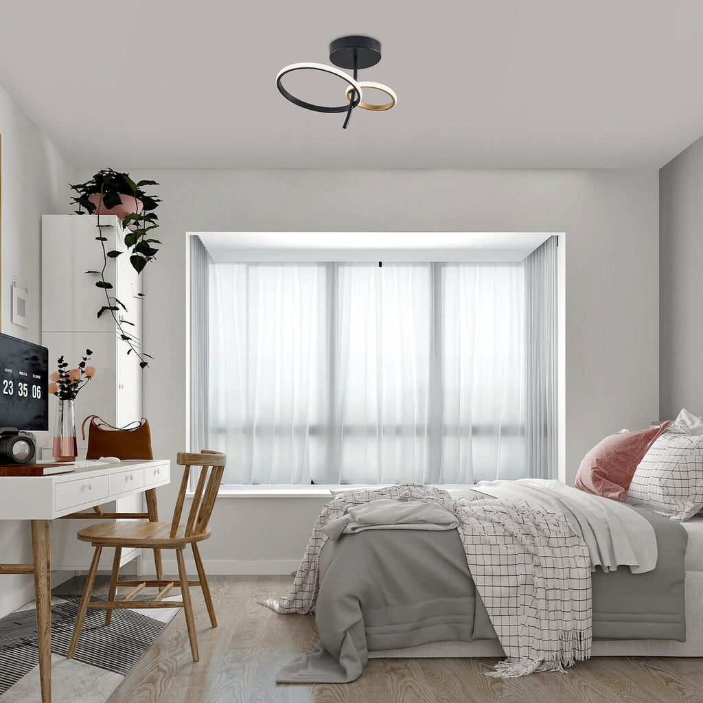 Emilion – Modern LED ceiling lamp RABALUX in black and gold, 24W, 4000K, Ø39 cm