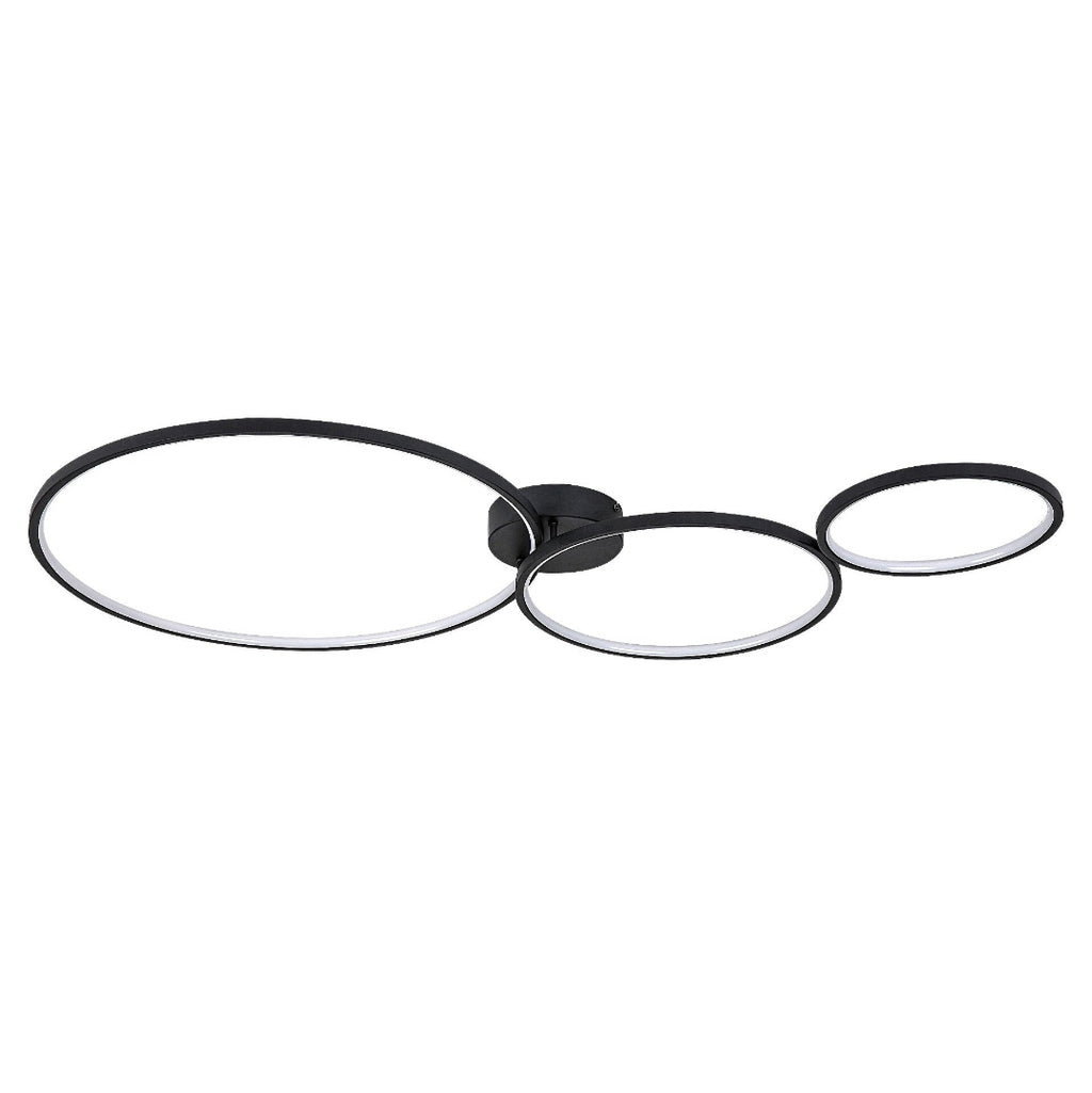 Formand – LED ceiling lamp RABALUX with 3 rings, 38W, 3000K, black, 115 cm