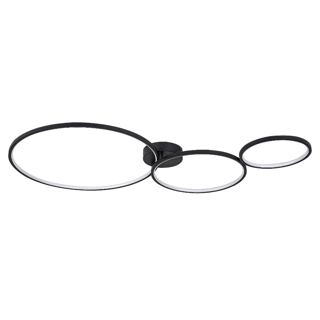 Formand – LED ceiling lamp RABALUX with 3 rings, 38W, 3000K, black, 115 cm