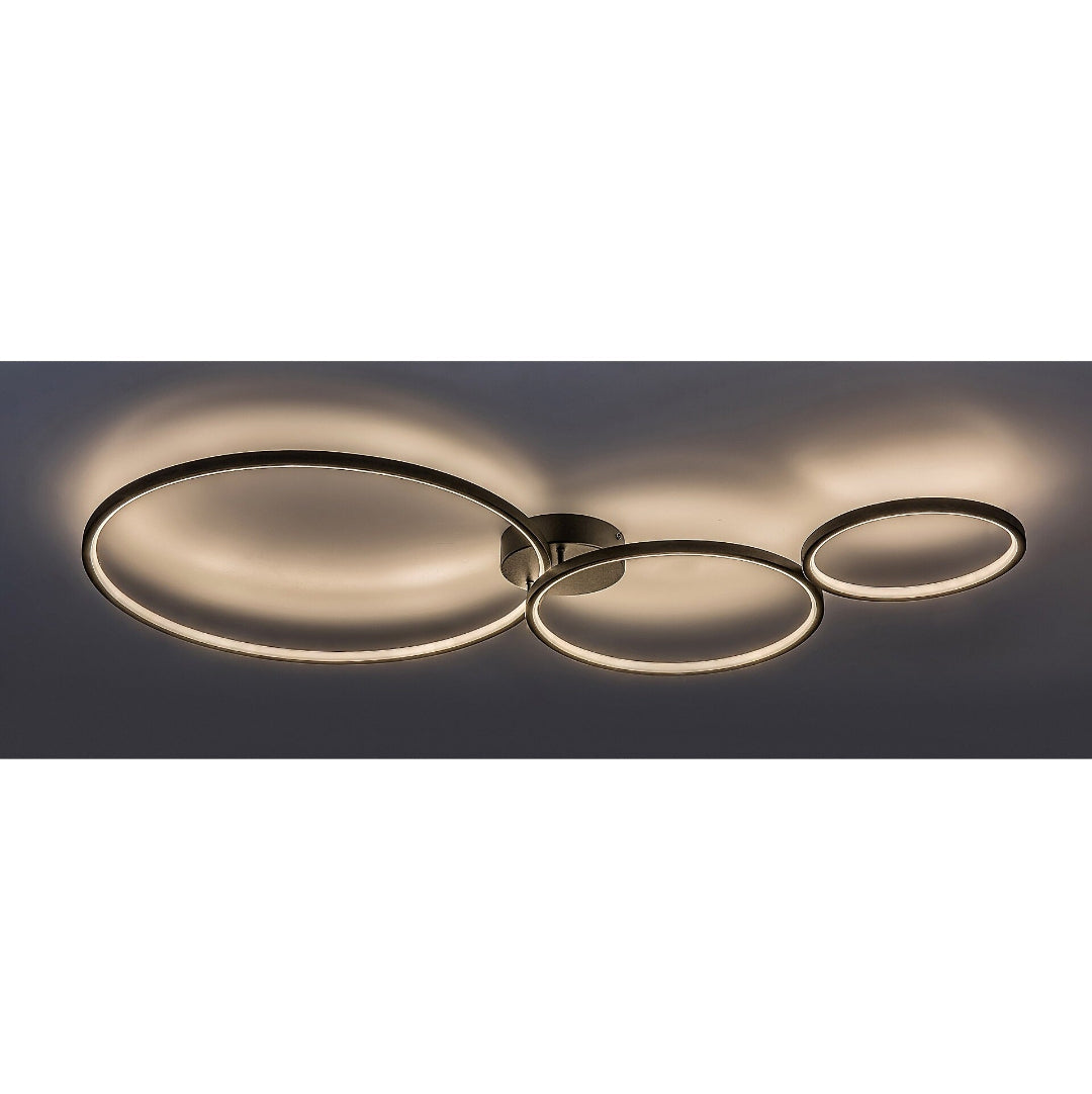 Formand – LED ceiling lamp RABALUX with 3 rings, 38W, 3000K, black, 115 cm