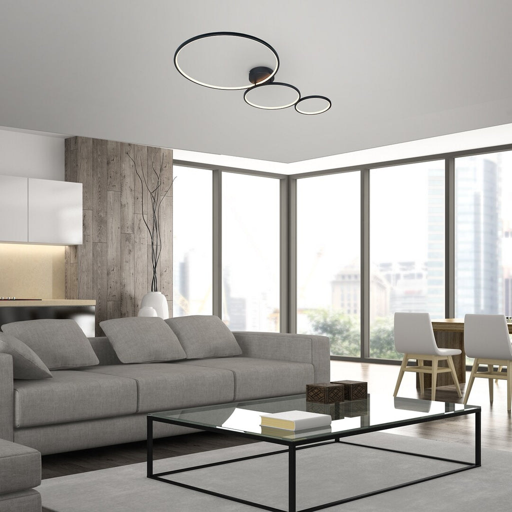 Formand – LED ceiling lamp RABALUX with 3 rings, 38W, 3000K, black, 115 cm