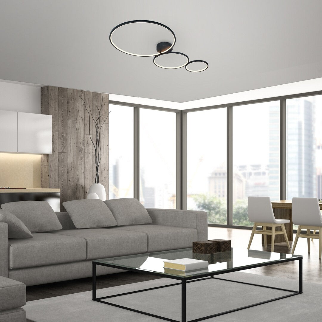 Formand – LED ceiling lamp RABALUX with 3 rings, 38W, 3000K, black, 115 cm