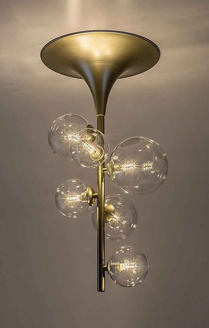 Aslov – RABALUX ceiling lamp, gold with 6 glass lampshades, G9