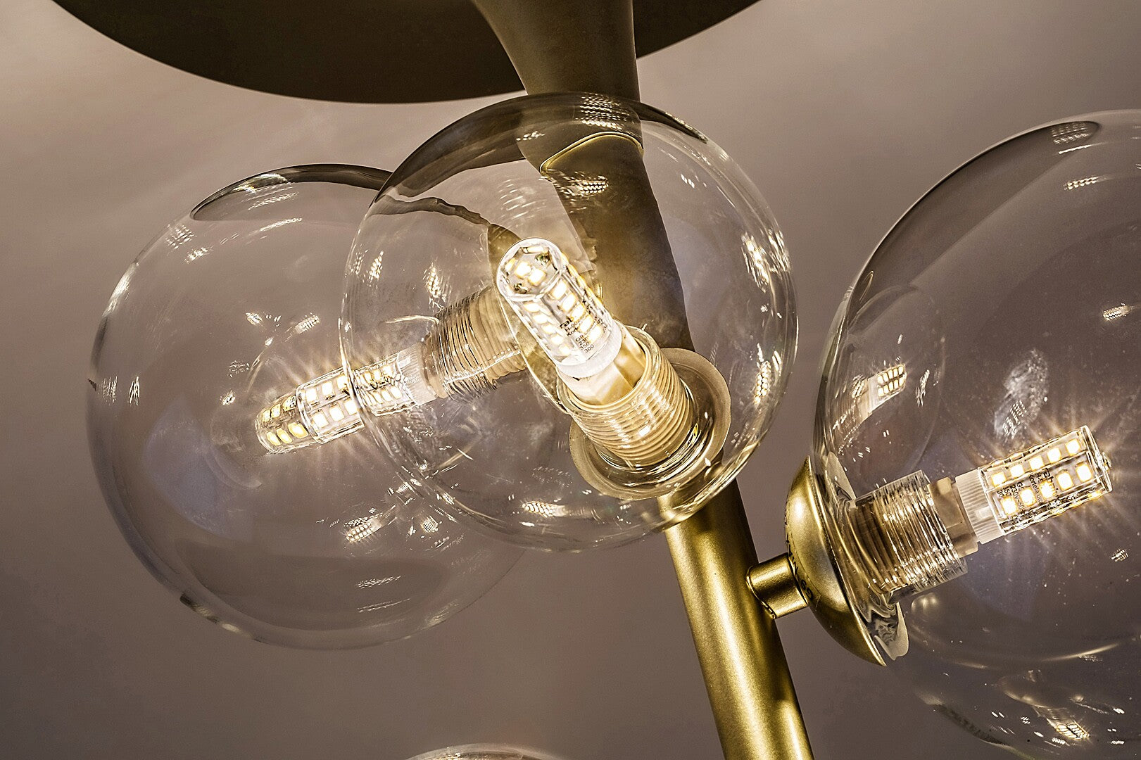 Aslov – RABALUX ceiling lamp, gold with 6 glass lampshades, G9