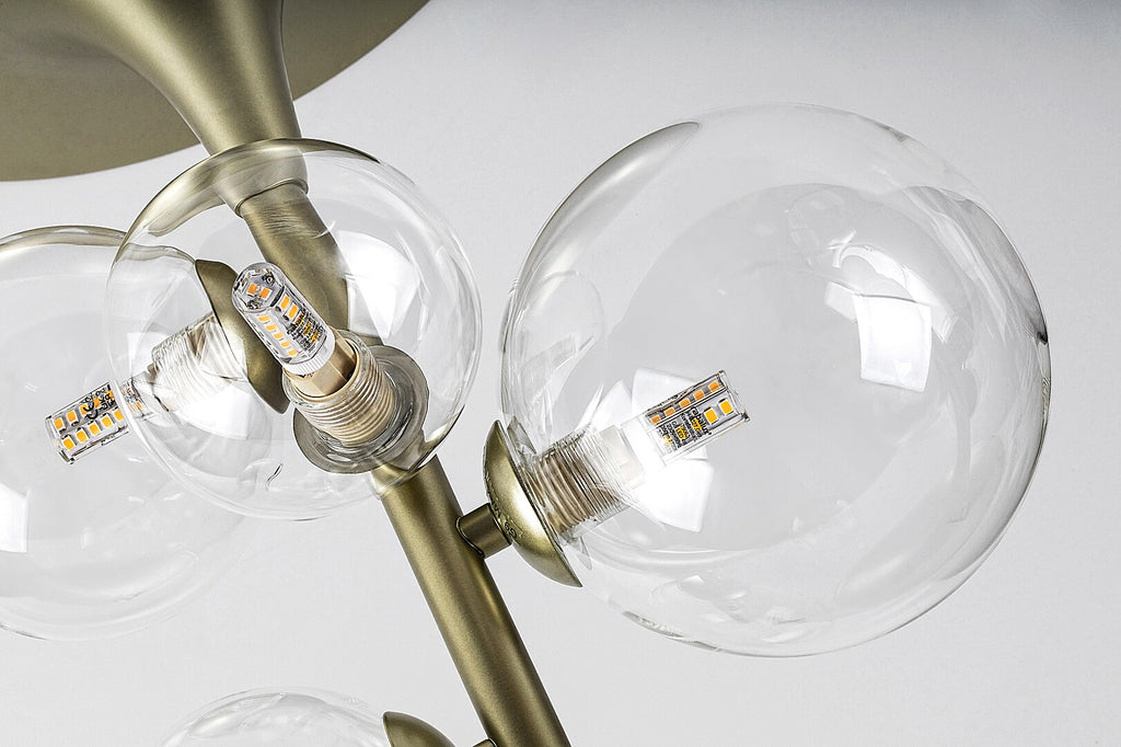 Aslov – RABALUX ceiling lamp, gold with 6 glass lampshades, G9
