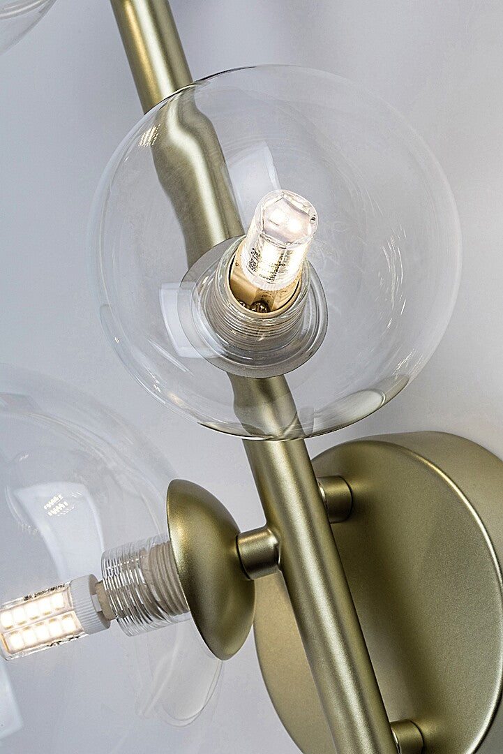Aslov – RABALUX wall lamp, gold with 3 glass lampshades, G9